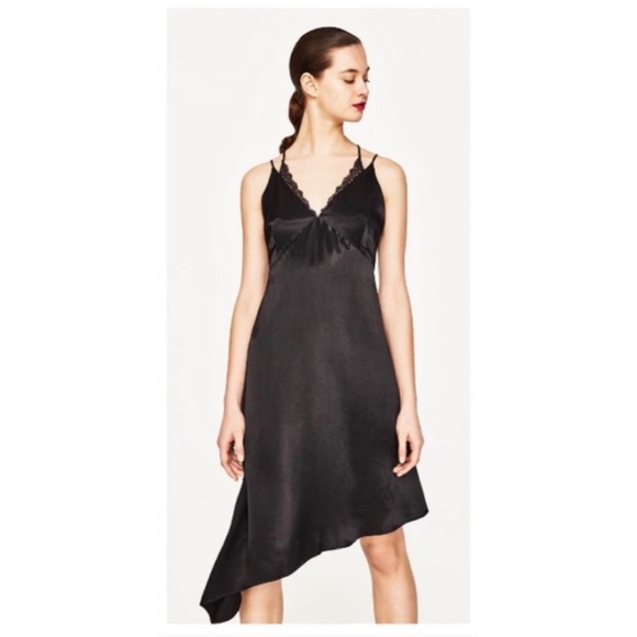 NWT Zara Satin Asymmetrical Dress - Picture 4 of 15